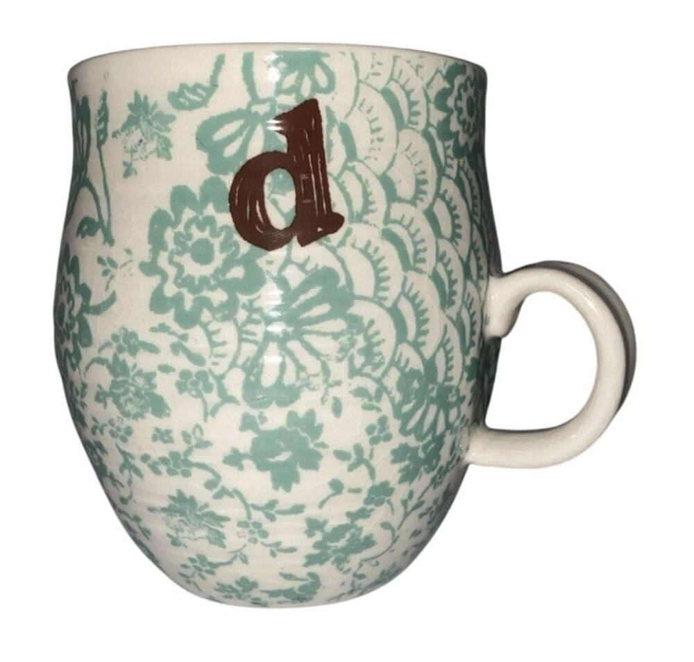 Anthropologie Ceramic Homegrown Monogram Initial Mug "d”